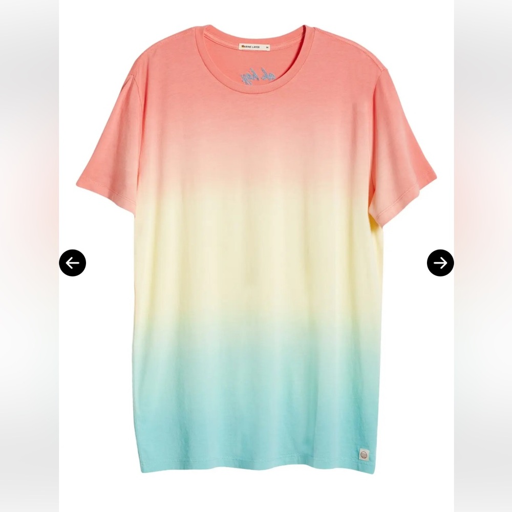 Marine Layer Coral and Blue Ombré Sunset Embroidered Tee Men’s Medium. - Picture 2 of 10